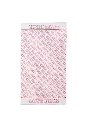 PINK Victoria's Secret White Beach Towel with Pink LOVE PINK Print